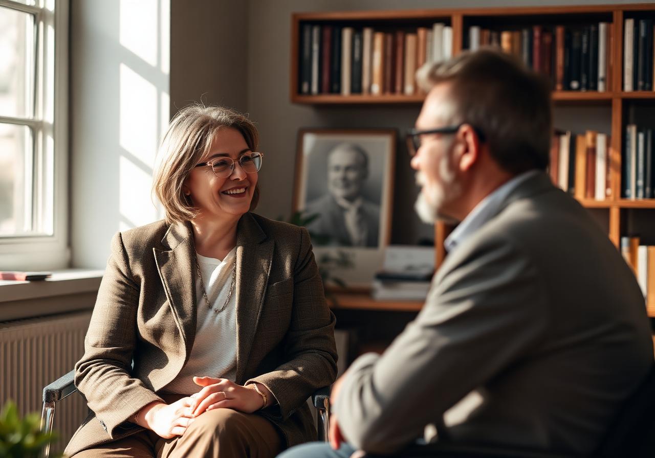 A Monaco Academy mentor in conversation with a student
