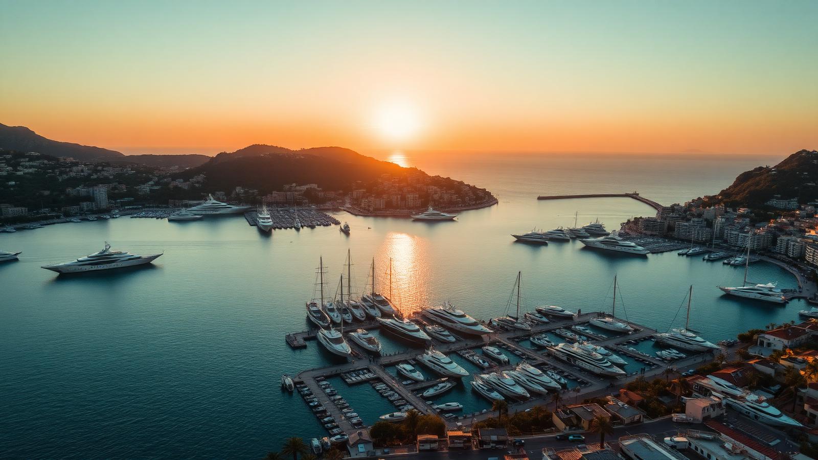 Monaco harbour at golden hour
