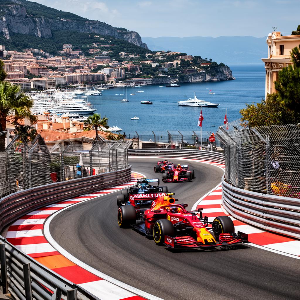 Formula 1 cars at the Monaco Grand Prix circuit